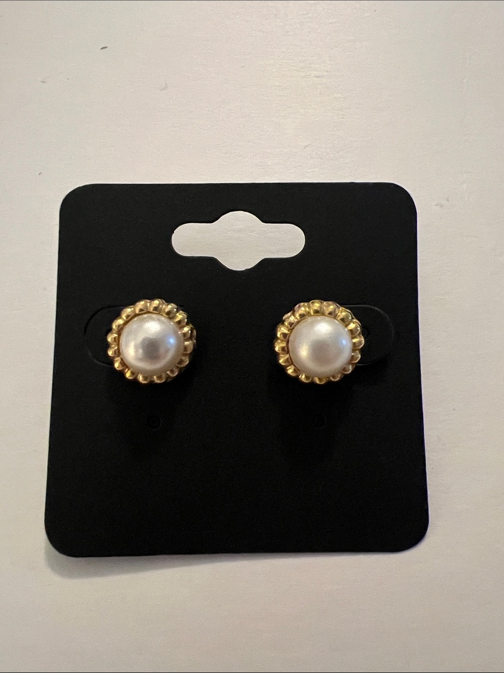 Vintage Classic Gold-Tone Faux Pearl Stud Earrings